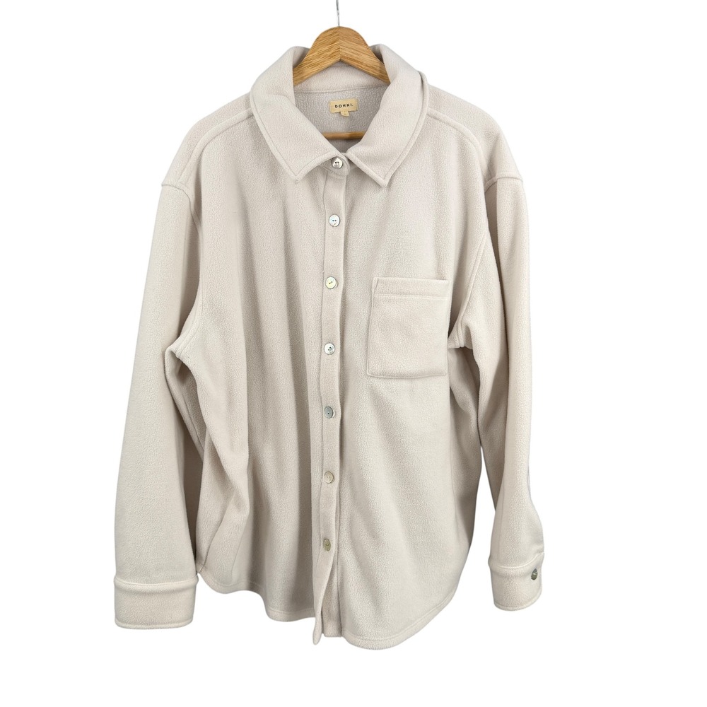 Donni Fleece Shirt Jacket Cream Button Front USA Made Womens XL Shacket